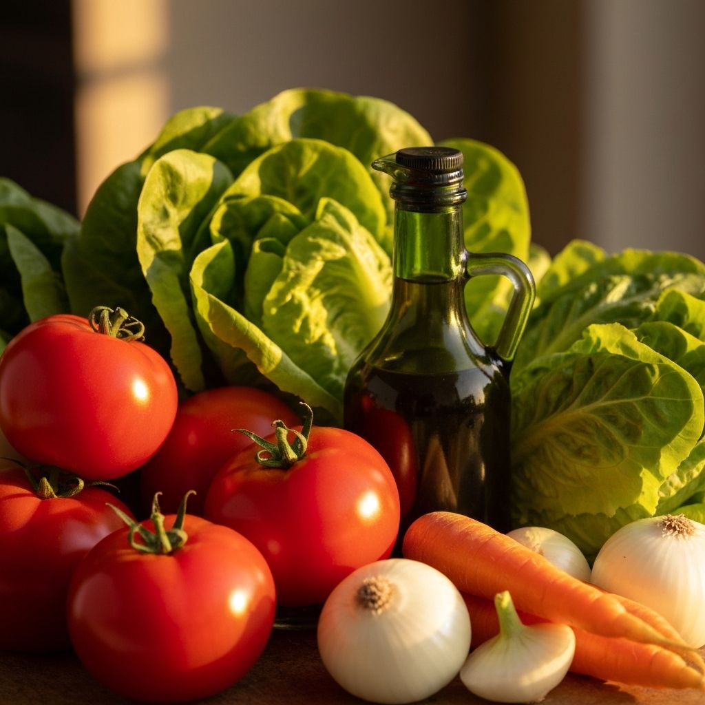 Fresh natural produce including vegetables and herbs